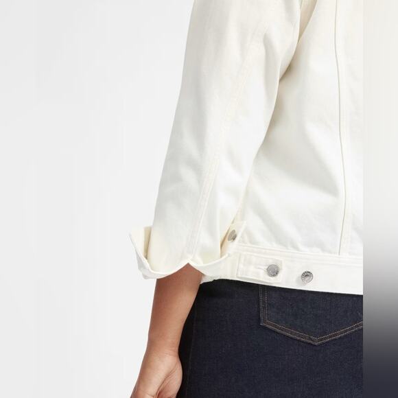 EVERLANE The Denim Jacket in Bone Cream White Pockets Button Front Size XS NEW - Picture 7 of 10